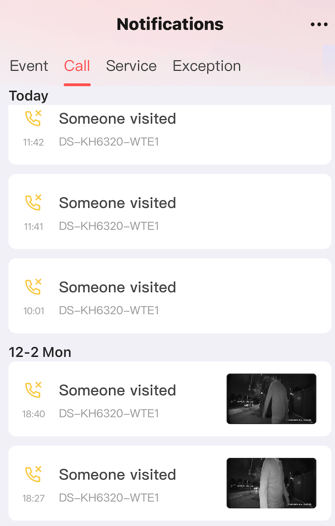 Missing snapshots on the HikConnect application